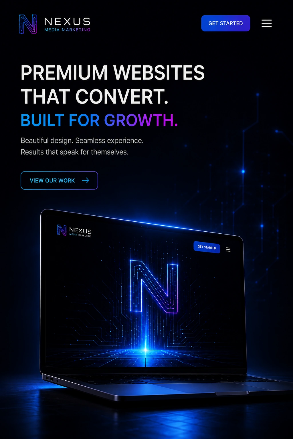 Website design on a premium laptop